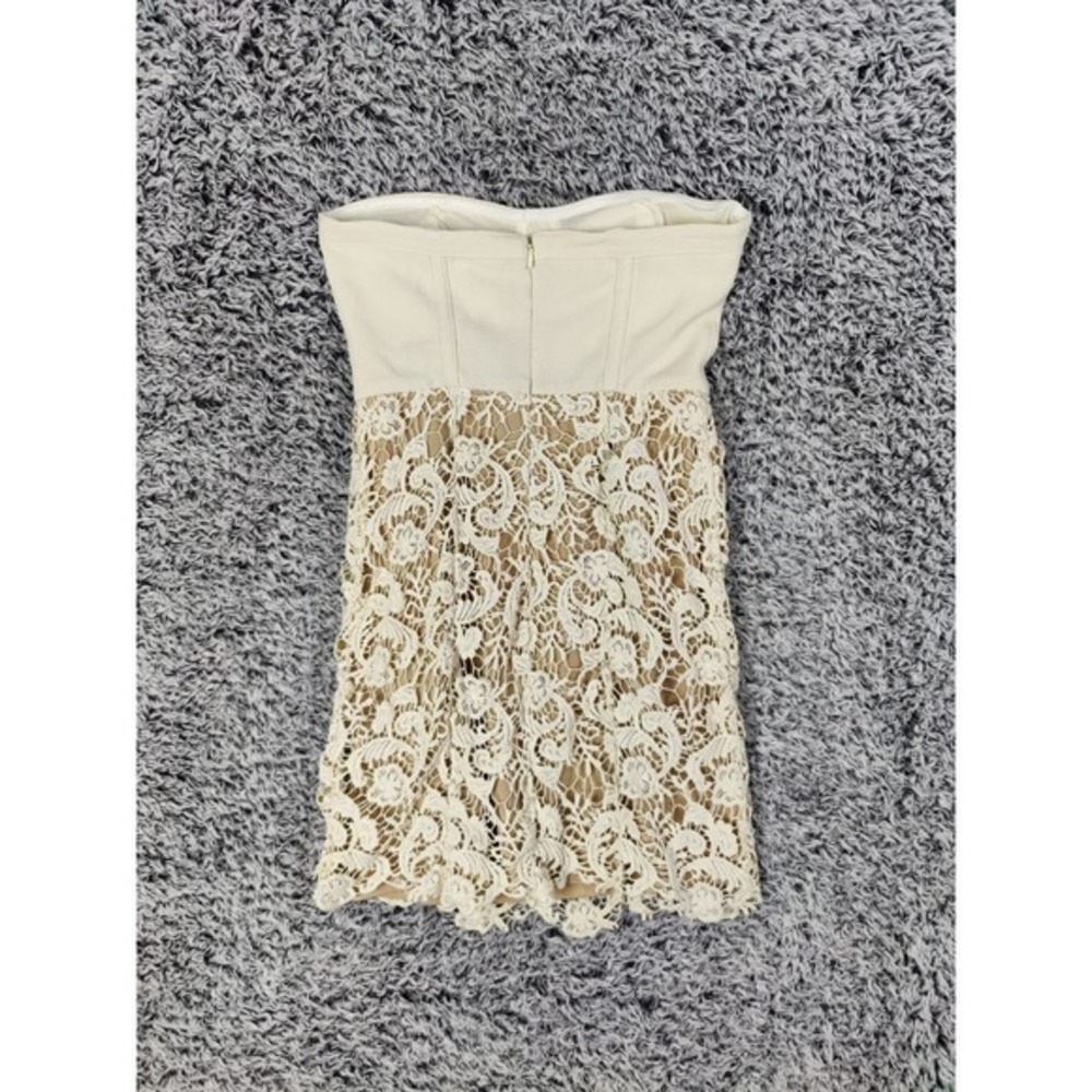 Pins Needles Women Fairy Cottage Romantic Chic Lace Strapless Mini Dress 2 Cream - Picture 5 of 10